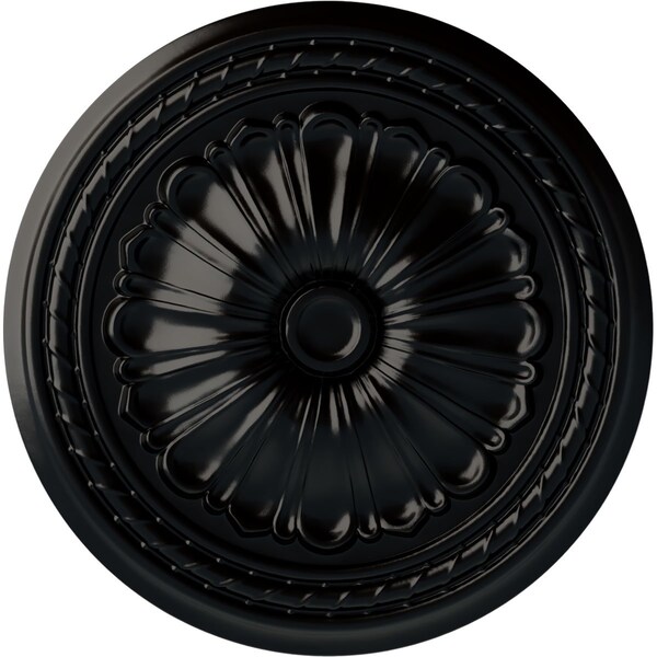 Ekena Millwork Alexa Ceiling Medallion (Fits Canopies up to 2 7/8"), Hand-Painted Jet Black, 20 1/2"OD x 1 7/8"P CM20ALBLF - main